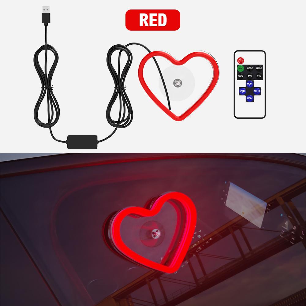Car LED Glass Window Lights Interior Decoration Lights Glowing Heart Atmosphere Light USB Wiring Car Modification Neon Lamp