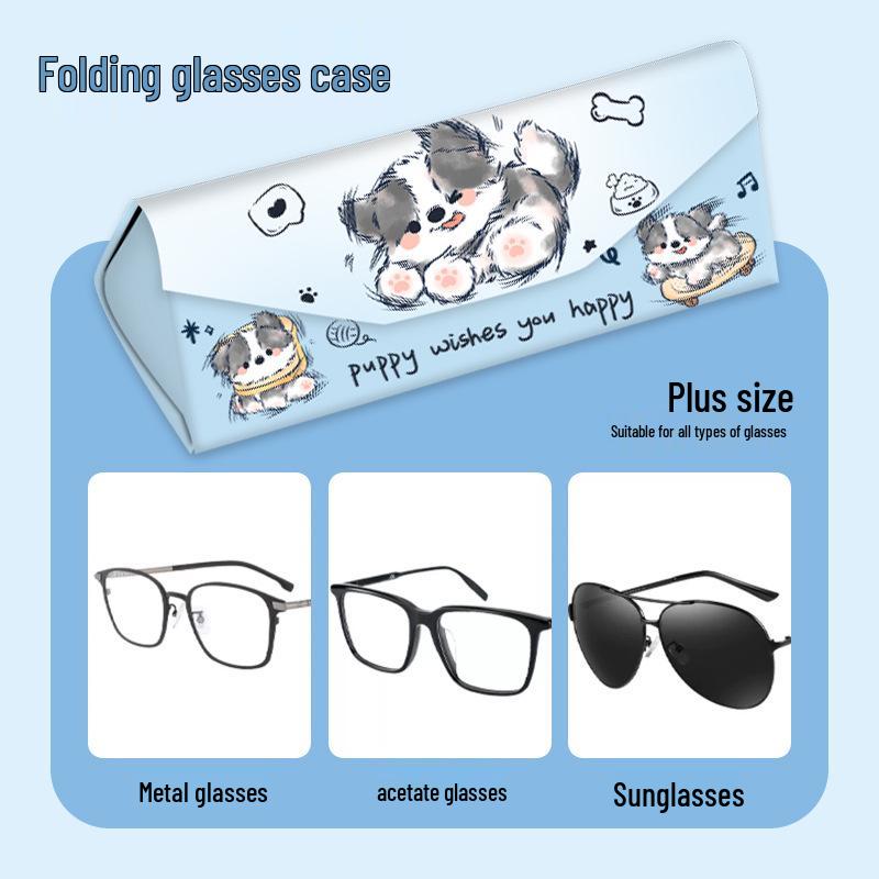 Shuai Mao Border Collie Brillenetui: Tragbarer Damen-Sonnenbrillenhalter mit Magnetverschluss, Druckentlastendes Design für Schüler und Kinder.