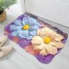 Floor Mat with Anti-Slip Bottom Quick-Drying Material 3D Floral Pattern Bathtub Mat Bathroom Kitchen Entryway Decor