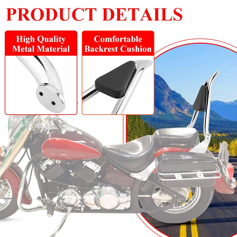 Abnehmbare Motorrad-Heck-Sissy-Bar Beifahrer-Rückenlehne Mit Polsterkissen Für Yamaha V Star 400 V Star 650 Klassische Modelle 1998-2018