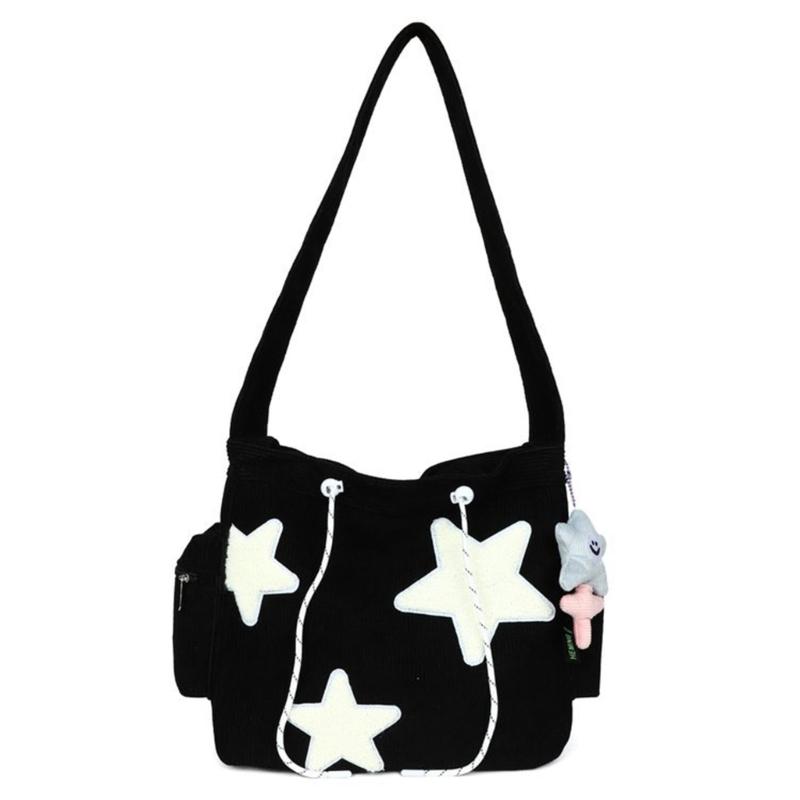 Women Fashion Corduroy Crossbody Shoulder Bag Large Capacity Simple Handbag for Girls