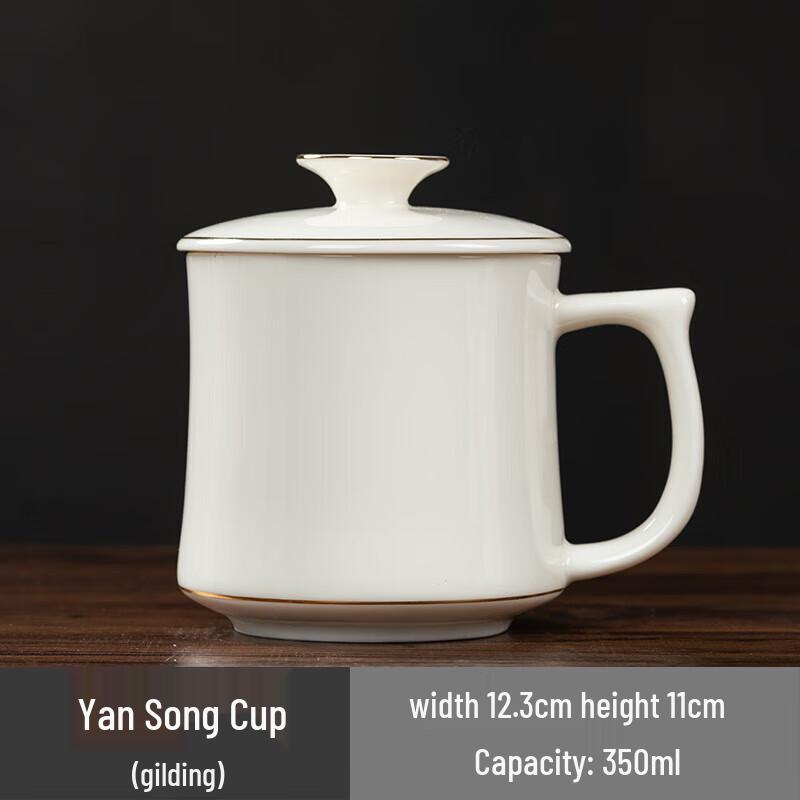 Chaxun Dehua White Porcelain Gilded Teacup with Lid