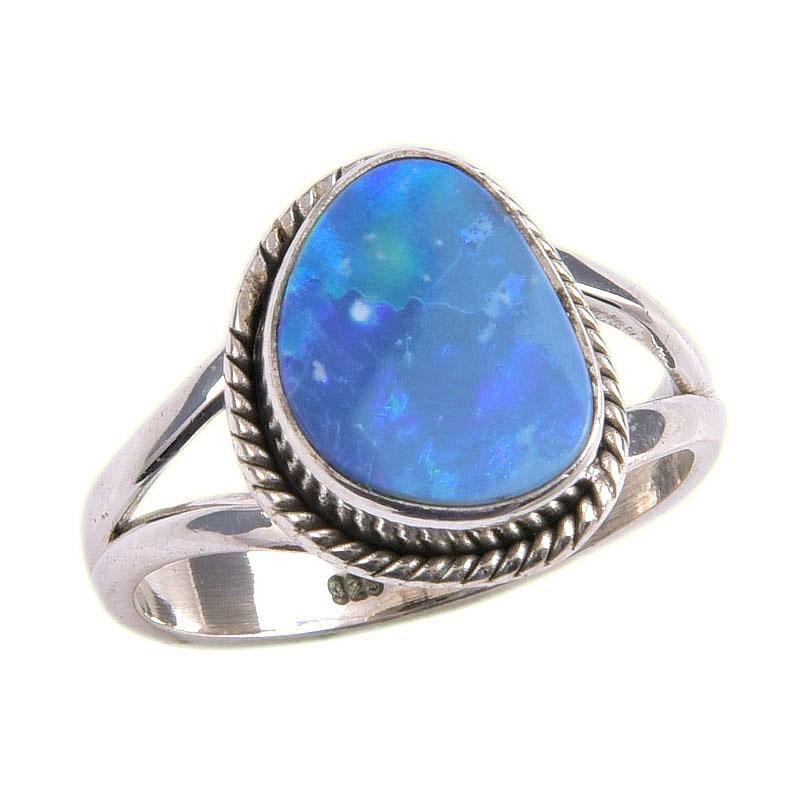 Natural Australian Opal Gemstone 925 Solid Sterling Silver Jewelry Ring S.6 z9e19