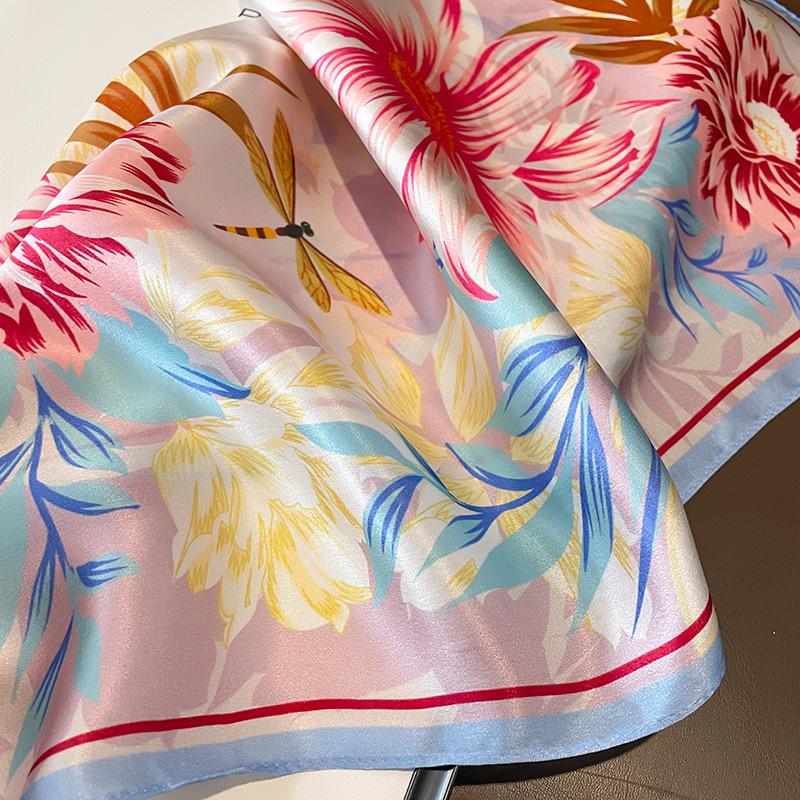 2025 Fashion 100% Nature Silk Square Scarf Women Female Foualrd Neckerchief Neck Ties Small Scarves Shawl Bandana Hijab Pashmina