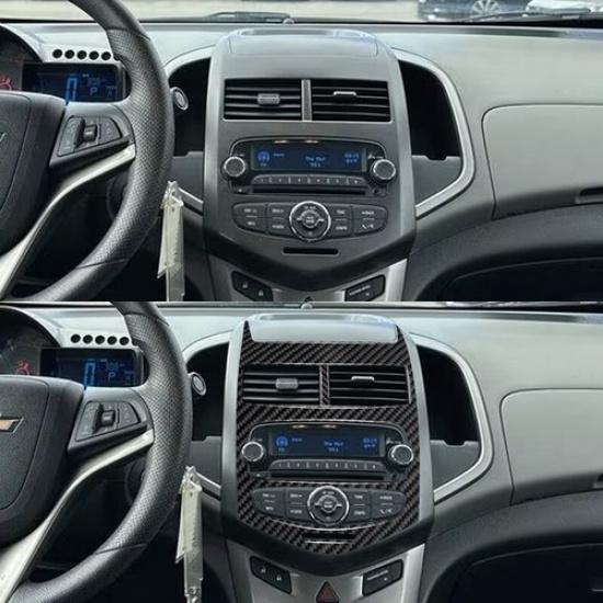 Carbon Fiber Console Radio Control Panel Cover For Chevrolet Sonic 12 13 14 15
