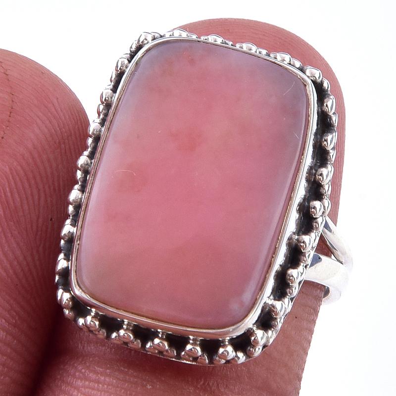 

Natural Pink Opal Gemstone Handmade 925 Solid Sterling Silver Ring Size 7 r0h18