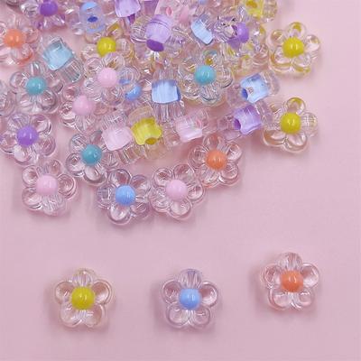 10 peças 13mm transparente/fosco coração flor de ameixa contas para colar pulseira faça você mesmo fabricação de joias material feito à mão acessório de joias da moda