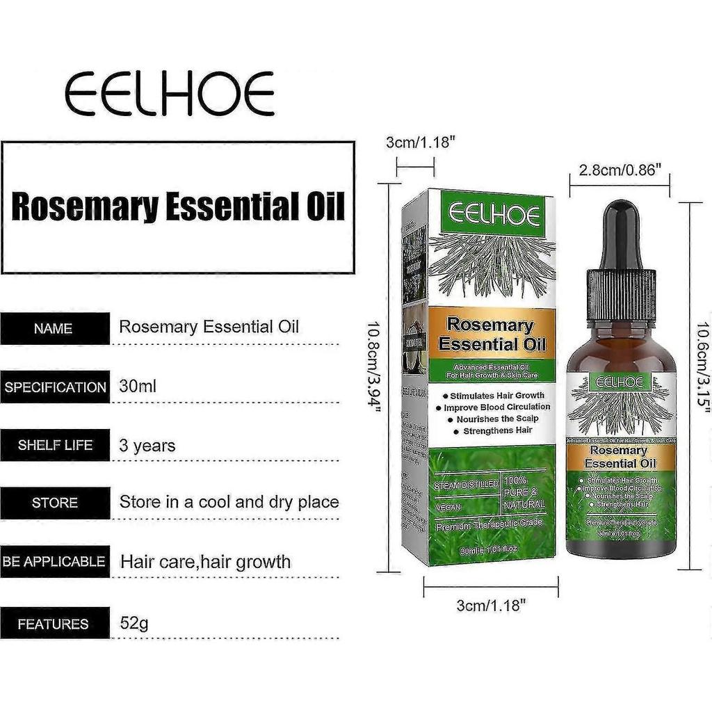 Rosemary Hair Oil For Hair Growth, Essential Oil, Strengthens Hair, Nourishes Scalp, Premium Therapeutic Grade With Dropper - PR