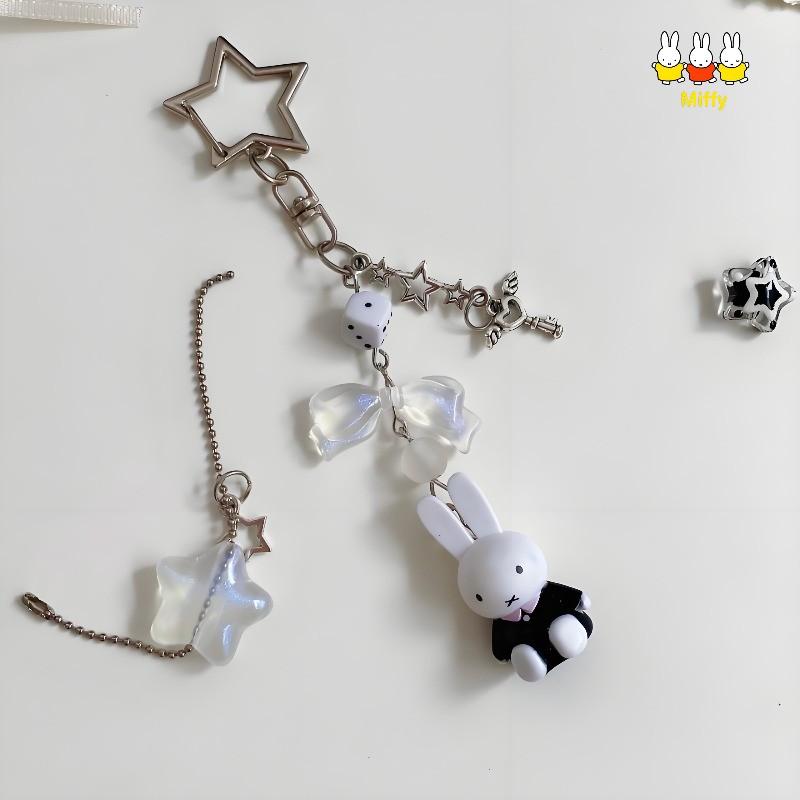 Kawaii Anime Miffy Keychain Little Rabbit Cute Cartoon Artistic Retro Keychain BagHot Girl Style Punk Style Girl Gifts