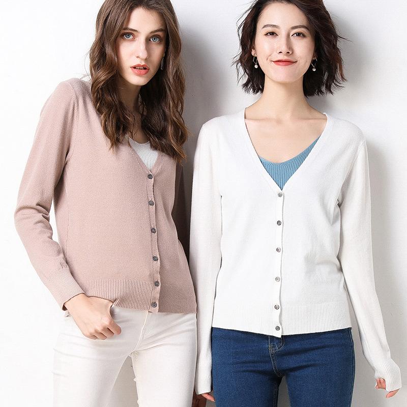 Cardigan da Donna a Bottoni Singoli Lavorati a Maglia Monocolore Maglione Cardigan Primavera Autunno Moda Coreana Maglioni Girocollo Capispalla Lavorati a Maglia