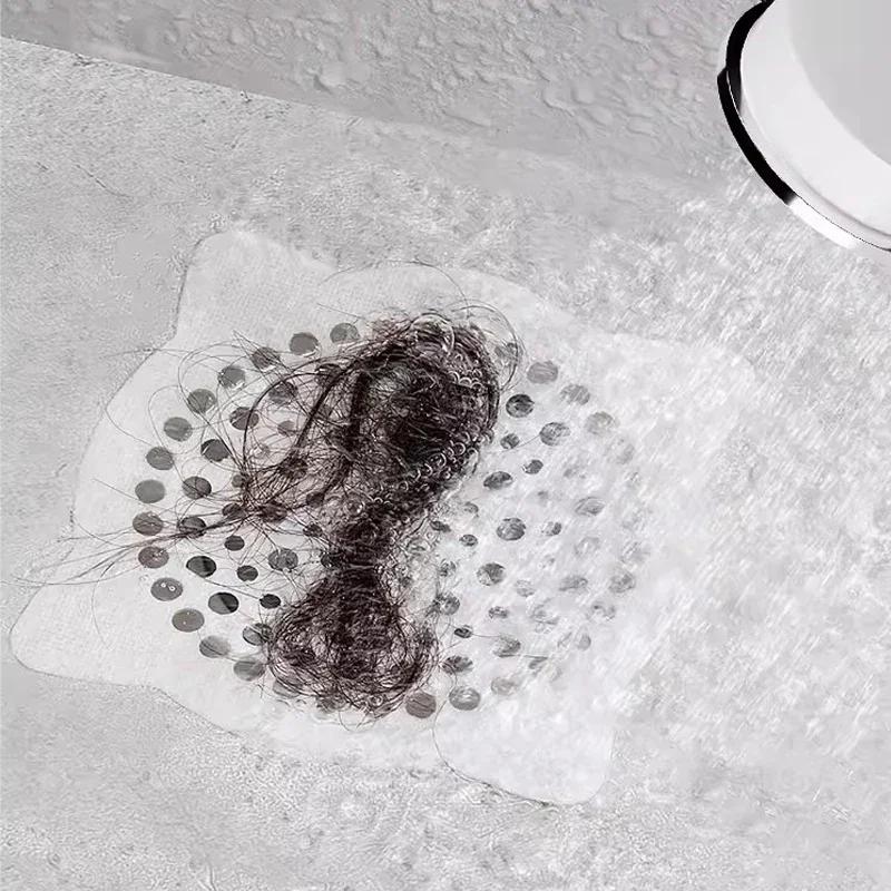 50/5 pezzi adesivi monouso per scarico a pavimento, filtro anti-blocco per lavandino, rete per bagno, doccia, raccogli-capelli, foro per schermo di scarico