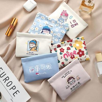 High Quality Automatic Closing Mini Cosmetic Bag Soft Pu Leather Cartoon Pattern Makeup Pouch Portable Travel Storage Bag