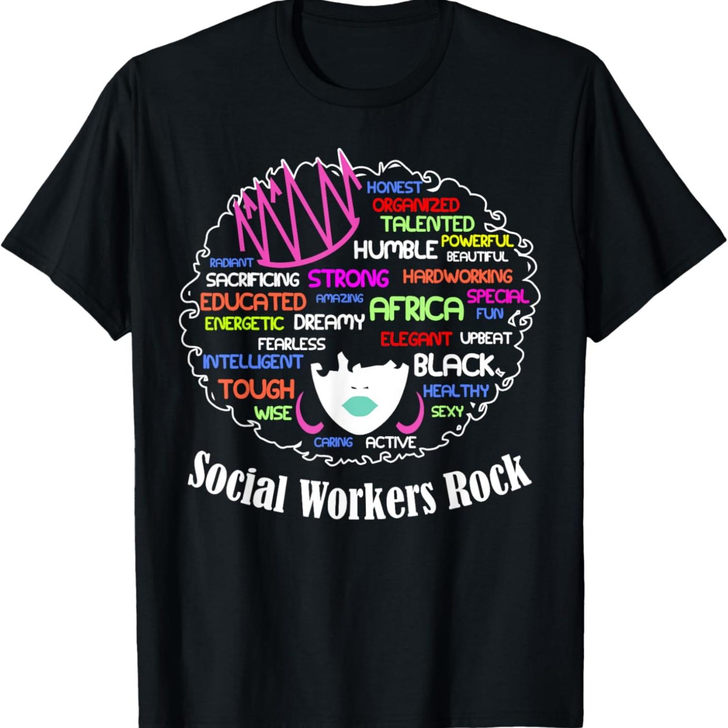 

Black Queen Social Workers Rock Magic Diva Gift Design desig T-Shirt S