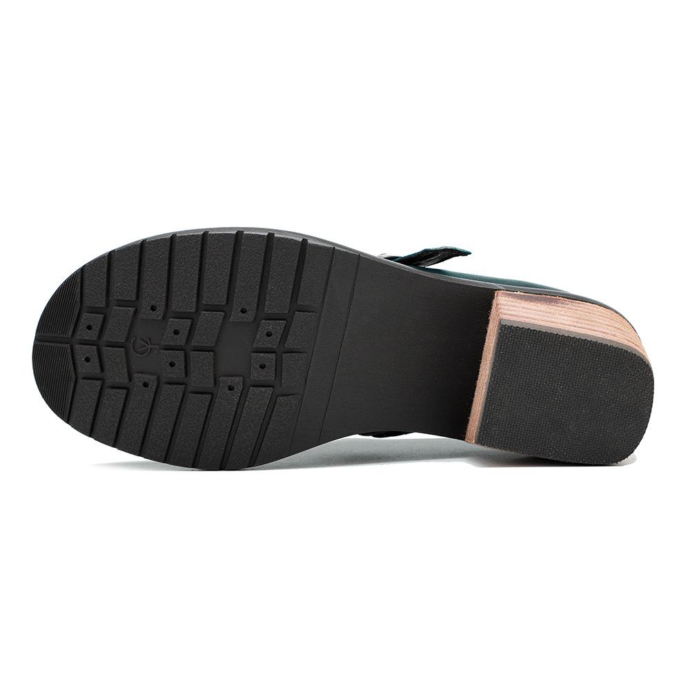 Johnature Zapatos de tacón de cuero genuino para mujer, zapatos de primavera Retro con punta redonda, Color sólido, hechos a mano, zapatos de ocio Silp-on