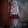 Red Plaid Halloween Zombie Costume Creepy Scary Zombie Cosplay Costume Decorative Blood-Stained Bloody Dress Themed Party