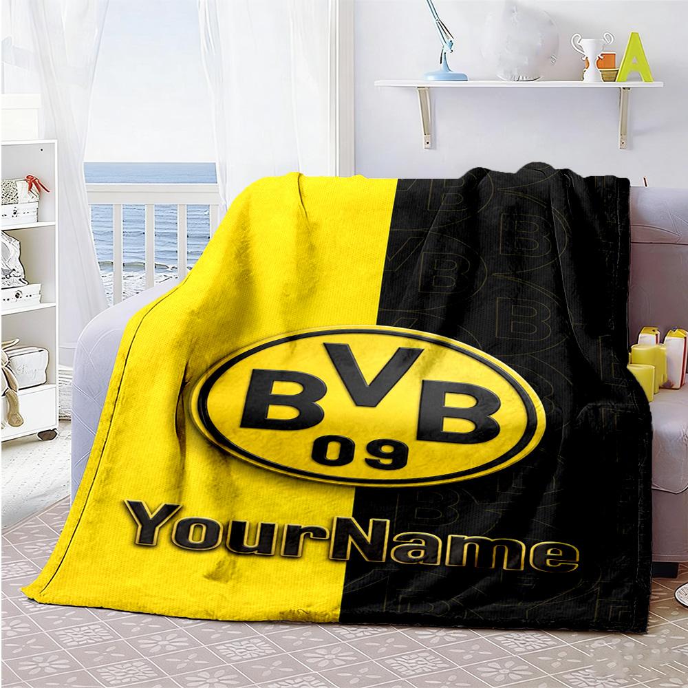 Borussia Dortmund Personalized Text Blanket Cozy Customizable Blanket Soft & Cozy Suitable for Couch Bed Home Decor Picnics for All Occasions