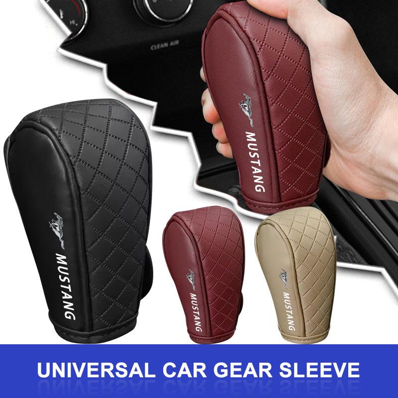 1Pcs PU Leather Non-slip Wear-resistant Car Shift Handle Cover For Ford Mustang Line Mondeo Focus Fiesta Escape Kuga Ecosport Ranger EXplorer Stickers