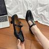 Fashion 2025 Spring Women Mary Jane Shoes New Fashion Retro Elegant Square Toe Thick High Heel Shoes Designer Ladies T-Strap Pumps Shoes