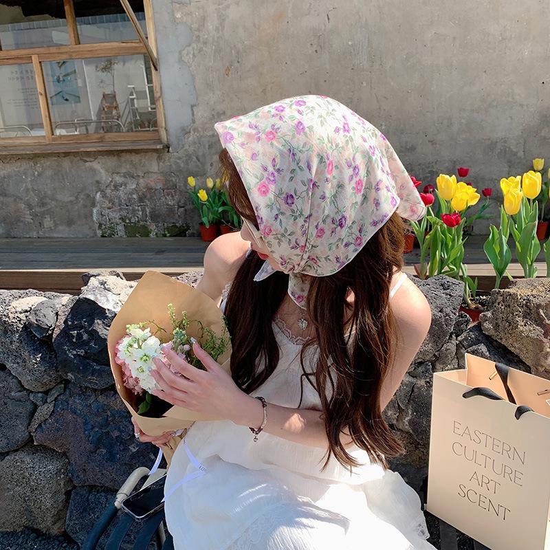 Women's Summer Floral Cotton & Linen Scarf - Breathable Fashion Headband & Neckerchief