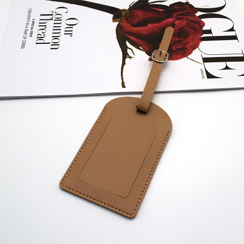 Customizable PU Leather Luggage Tag with Hardware Buckle & Signature Paper