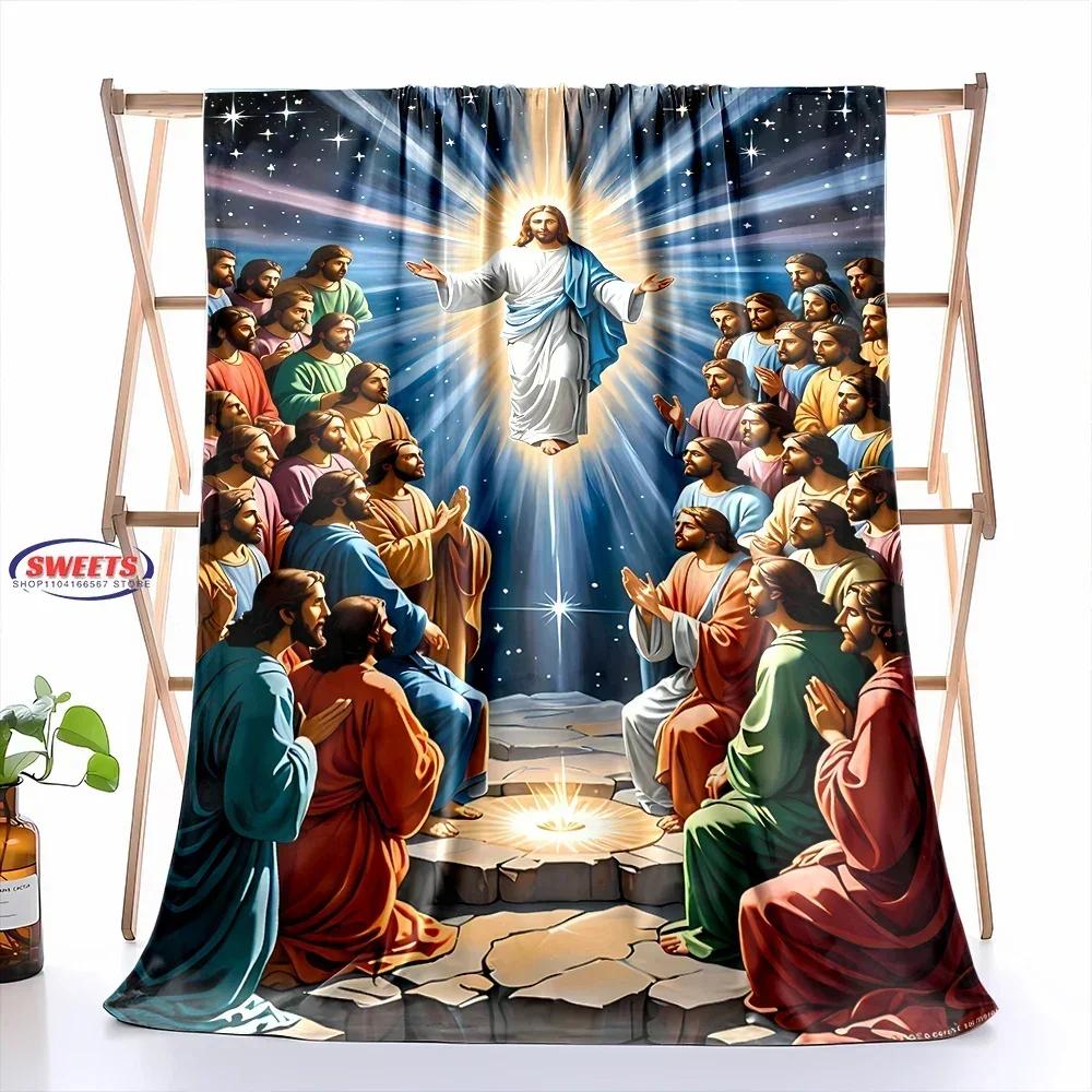 Nr. 2 6 Größen Barmherziger Jesus Christlicher Gott Flanell Kunstdecke, Sofabettdecke Vier Jahreszeiten Weiche Flauschige Steppdecke Flanell Überwurf