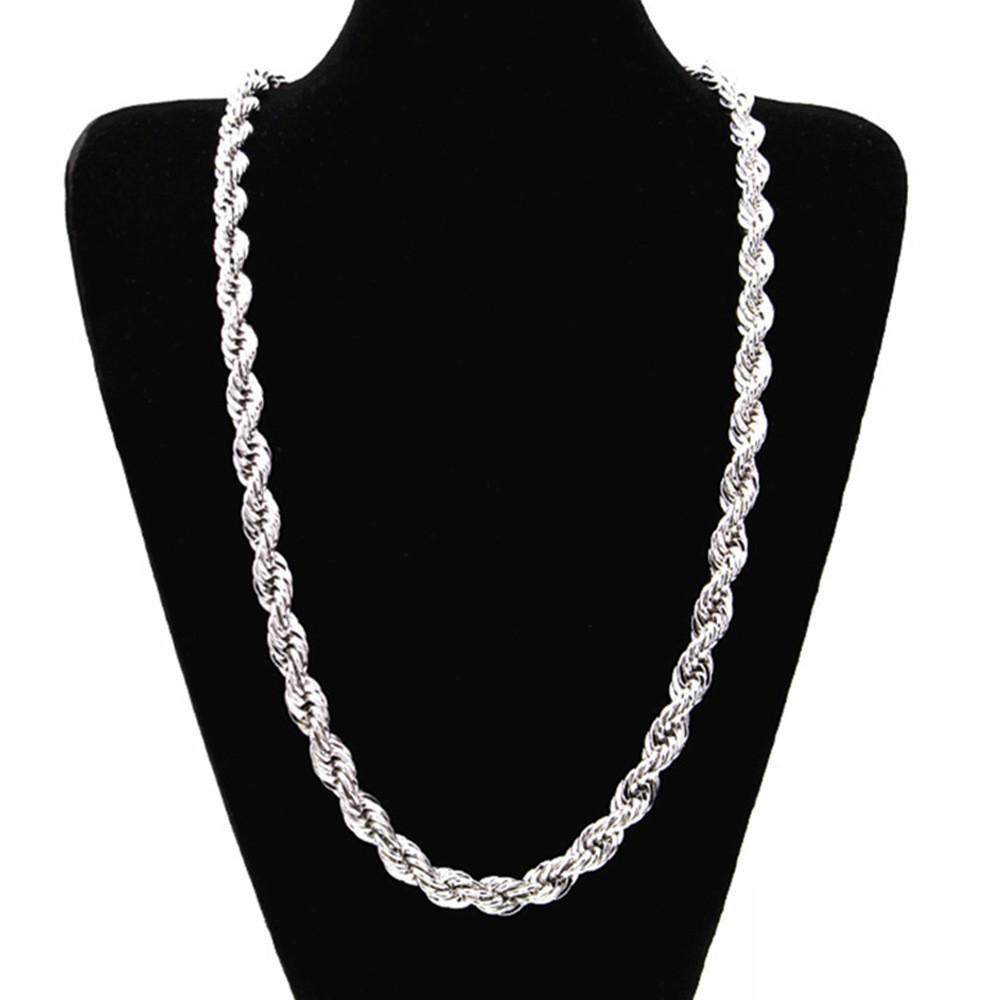 Silver 4MM Twisted Rope Necklace & Bracelet Set - Unisex Fashion Jewelry