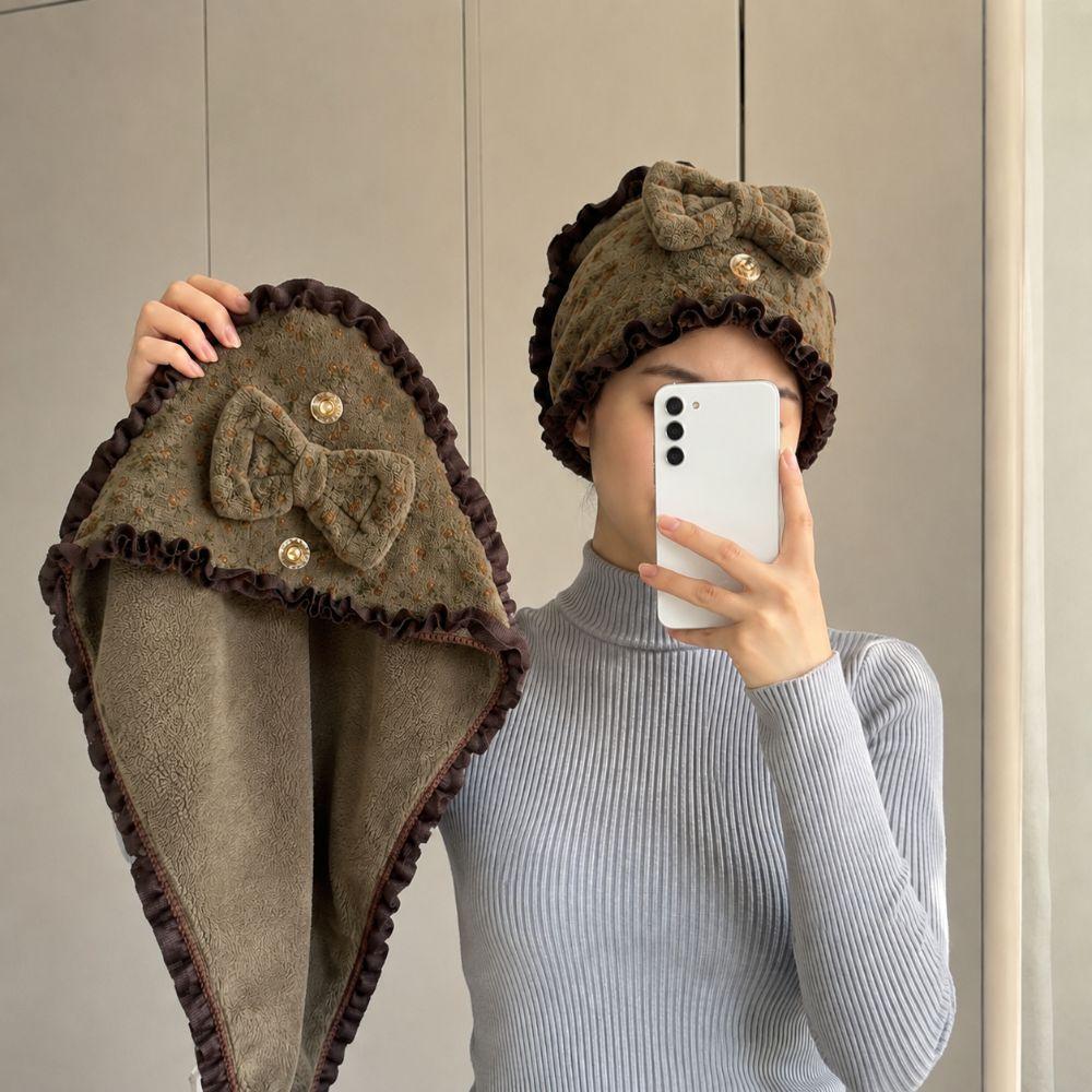 Coral Fleece Hair Towel Wrap Absorbent Shower Cap New Bow Dry Hair Cap  For Bathroom,washing Hair