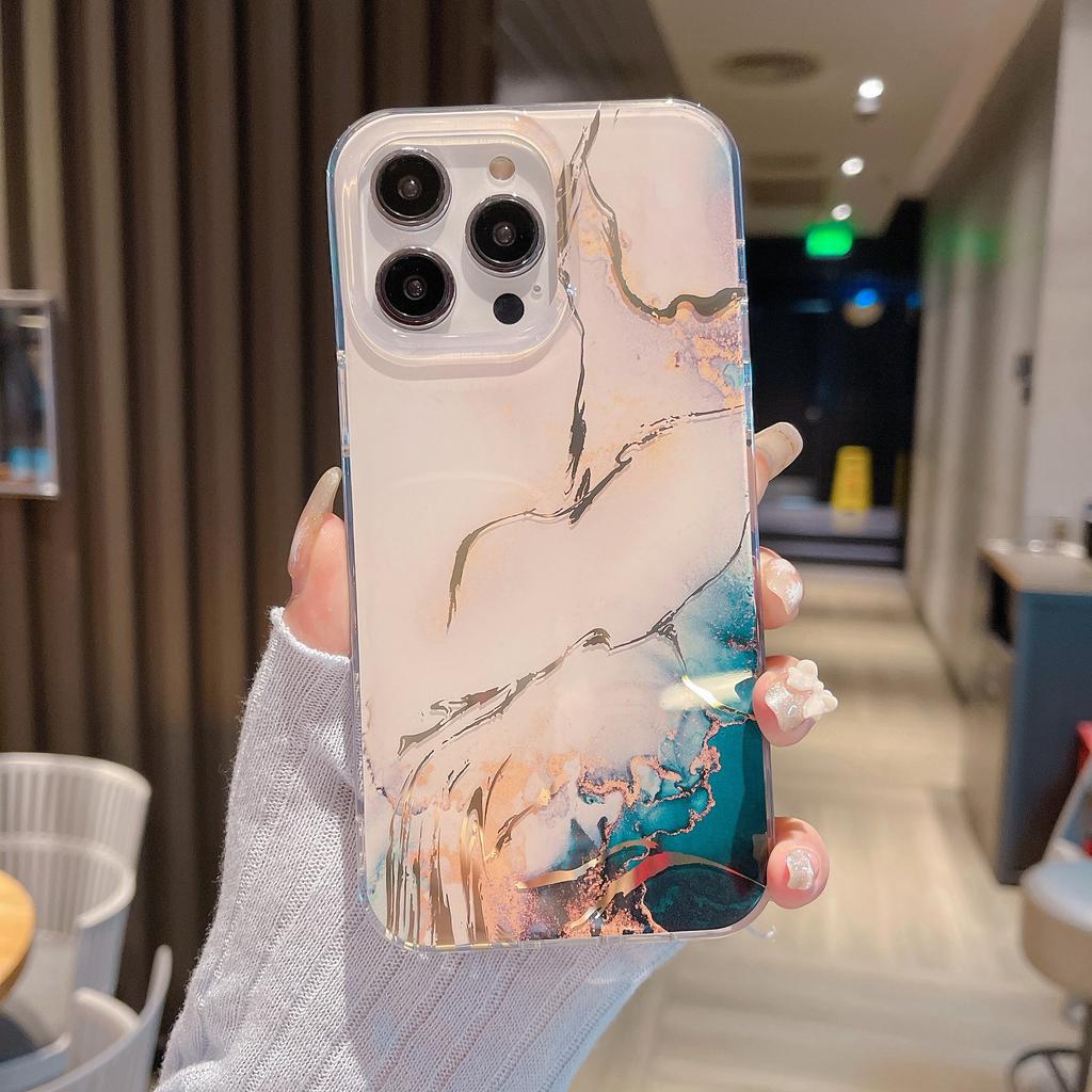 IPhone 15 Mobile Phone Glazed Marble Shell Suitable for Apple 13/14/15 ProMax Gold Stamping Full Package