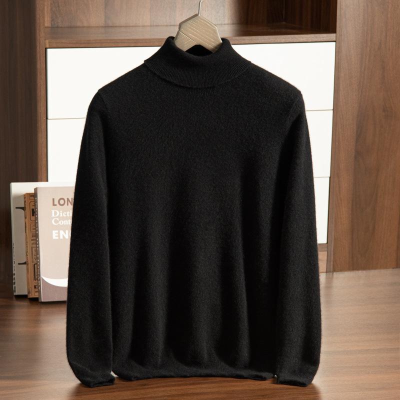 High-necked Cashmere Sweater, Loose Pullover, Bottom Lapel Sweater, Knitted Sweater.