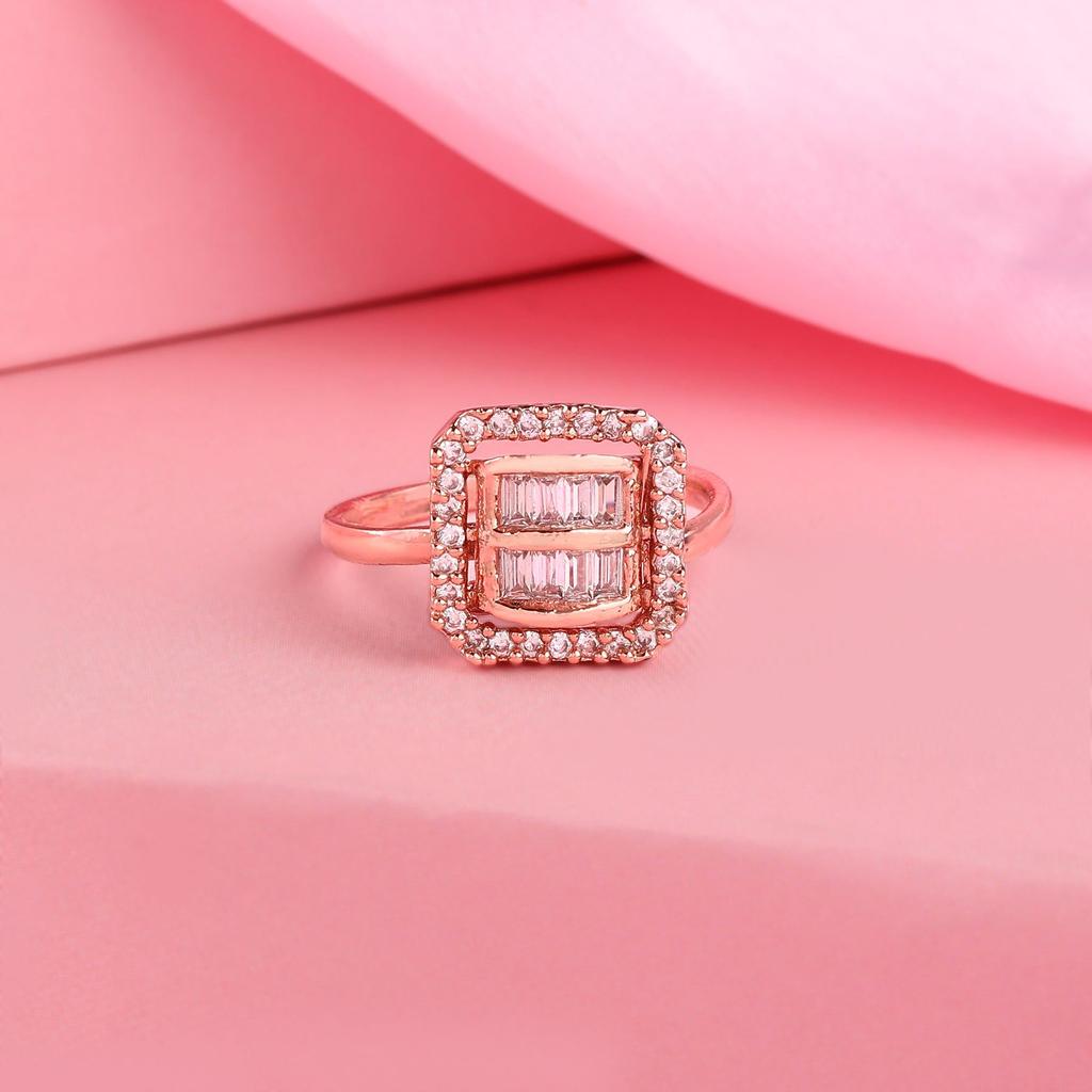 Регулируемое сверкающее кольцо Estele с покрытием из розового золота и CZ для женщин