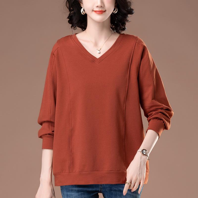 

Women s Plus Size V-Neck Loose Casual Top for Spring and Autumn 4XL чёрный