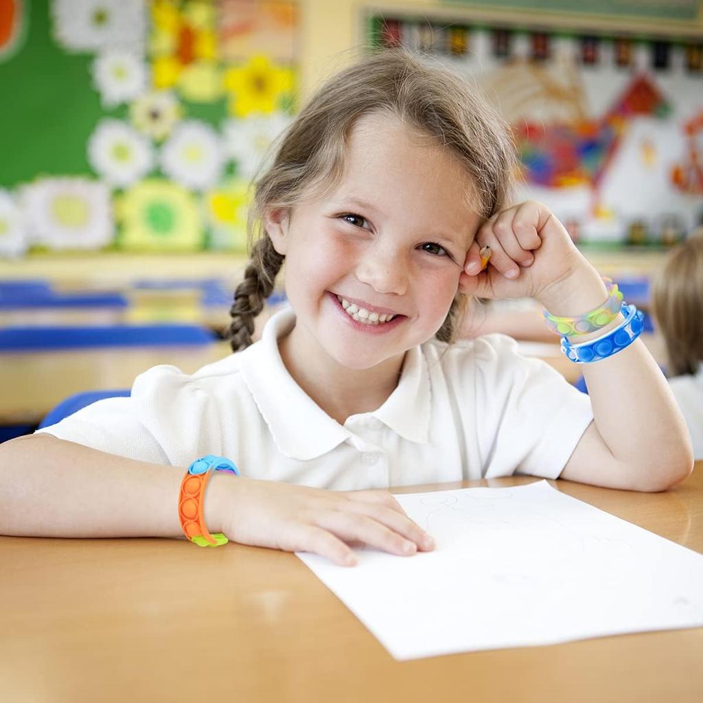 120 Pcs Pop Bracelet Bubble Fidget Sensory Toys for Party Favors, Pop Keychain Bulk for Classroom Prizes, Easter Egg Basket Stuffers Christmas