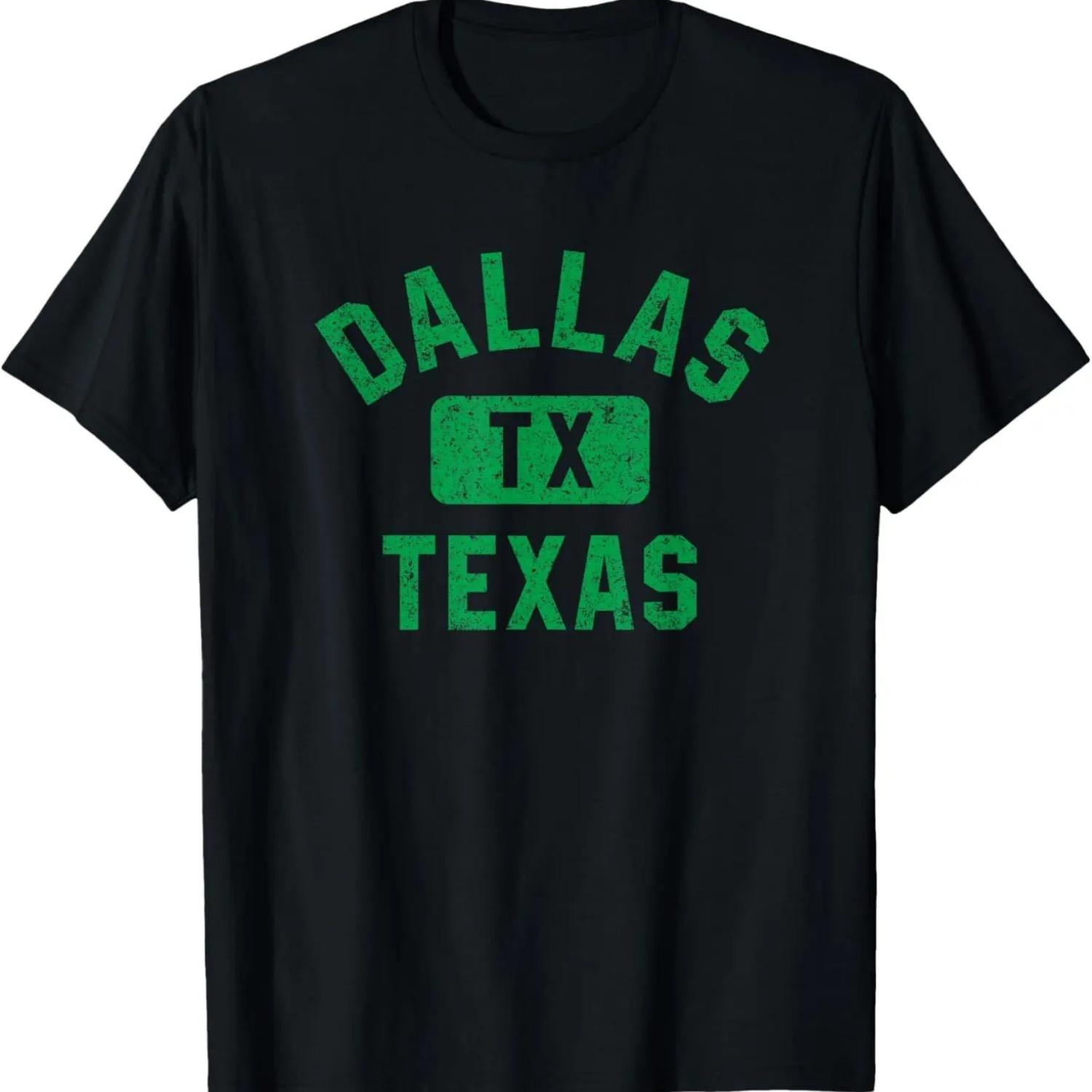 

Dallas Texas TX Gym Style Distressed Green Print T-Shirt S