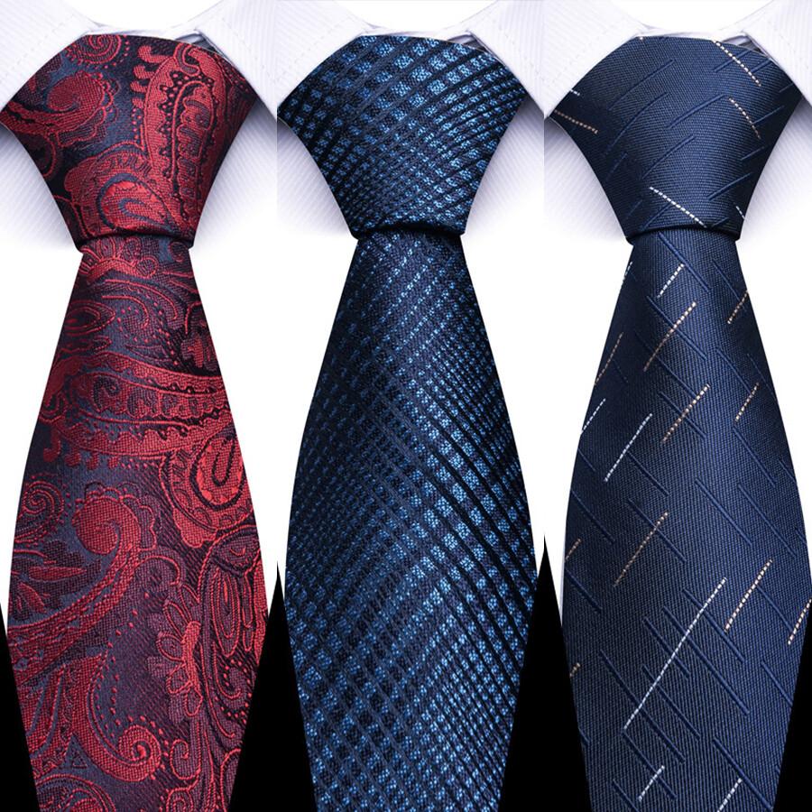 3pz Cravatta Formale Uomo Standard 8cm Blu Business Professionale Rigata Cravatte Accessori Abito da Matrimonio Cravatta Tessitura Jacquard Uomo