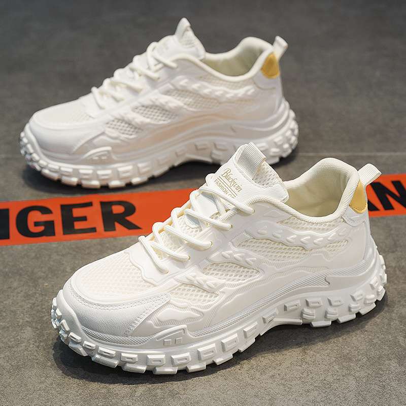 Men's shoes summer 2025 new breathable little white shoes versatile trend dad shoes men's thick-soled heightening sneakers