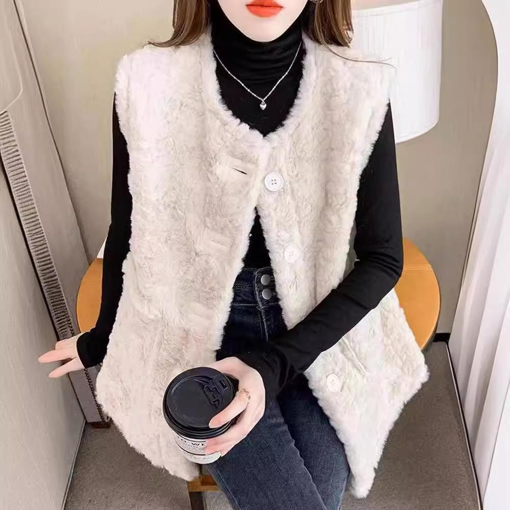 Lamm plüsch Europäischen station herbst und winter neue Europäische waren tragen pelz integrierte weste kurzen mantel