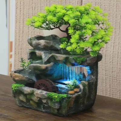 Pryskyřičná skalka, vodopádová fontána, vnitřní stolní zenová zahradní fontána, meditační dekorace, vodní prvek, kreativní řemeslný vodopád
