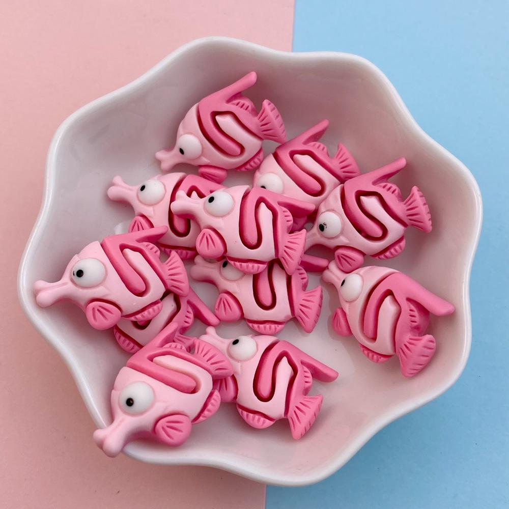 20Pcs New Cute Resin Crab, Lobster, Fish Ocean Series Flat Back Parts Embellishments For Hair Bows Accessories