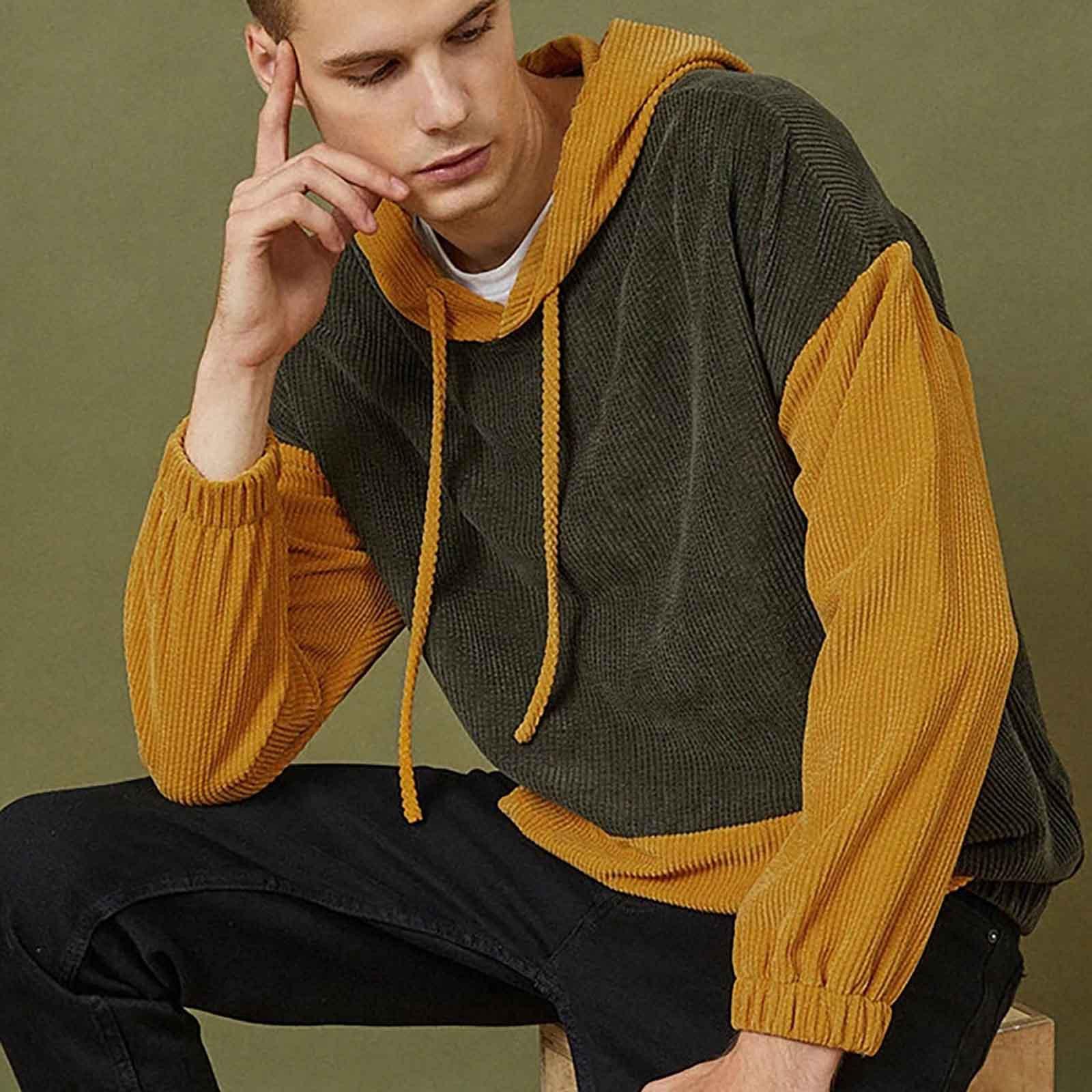 

Мужской модный вельветовый худи-пуловер контрастного цвета XL зелёный