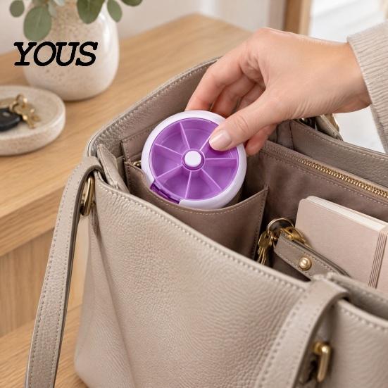 Daily Pill Management Tool 7 Day Organizer, Portable Rotary Case, Cute Fruit Style Vitamin Holder for Trips Compact ABS Container Travel And