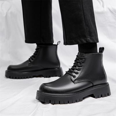 Martin Boots Men's 2025 Winter New Thick-soled 6-hole British Style Trend Warm High-top Leather Boots Velvet Short Boots