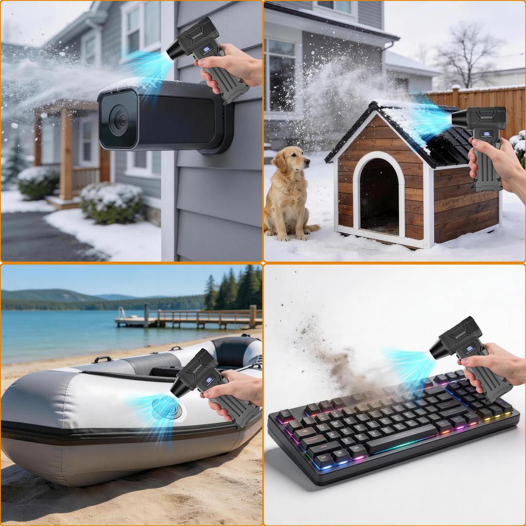 Multi-scenario Use Electric Air Duster Jet Fan Turbo Blower Cleaning Blowing Tool 110000RPM Blow And Suction 2 In 1 Blow Snow With Outlet Nozzles