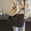 Fashion Stylish Women Shoulder Tote Bag Nylon Durable Commuting Handbag Two Pockets Solid Color Large Capacity Handbag Office