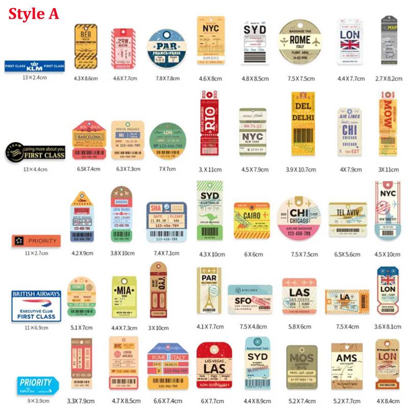 45 Pcs Frist Class Boarding Pass Airplane Ticket Stub Travel Sticker Laptop ipad Fridge Suitcase Waterproof Decal Vinyl Material
