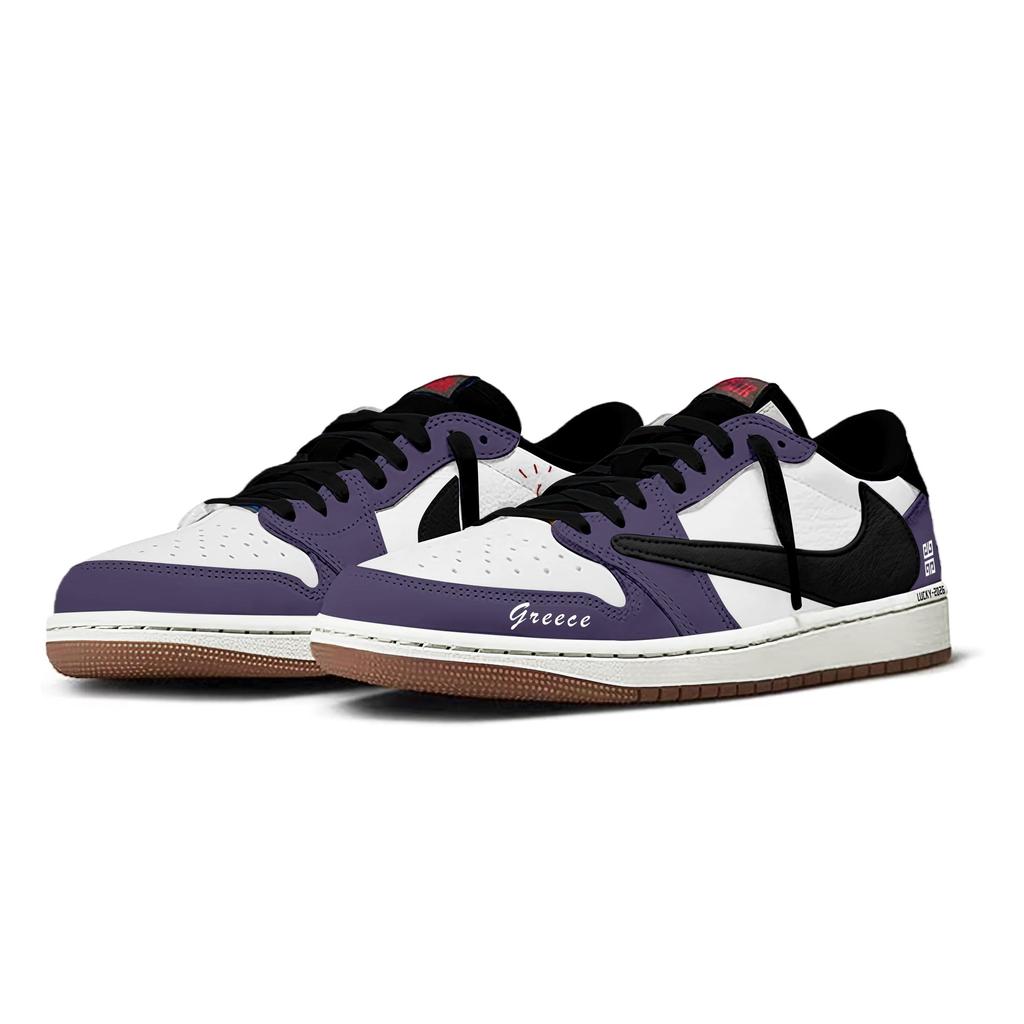 Jordan x Travis Scott Air Jordan 1 White & Purple Hook Slip Resistant Low top Vintage Basketball Shoes Women's DZ4137-700(Team2042-  .)