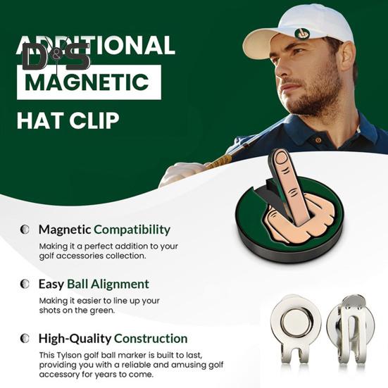 Marker pentru minge de golf cu degetul mijlociu cu clemă magnetică pentru pălărie Instrument de aliniere a mingii rezistent la apă Accesorii de golf pentru iubitorii de golf