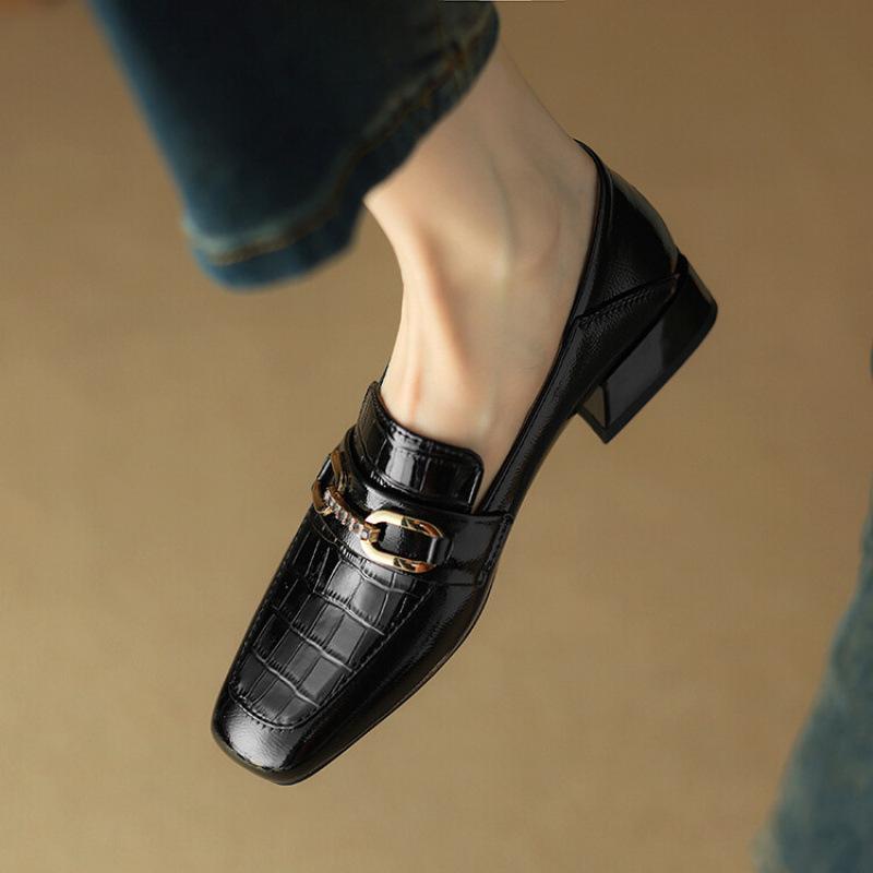 

Four Seasons Wear Lazy Shoes New Low Heel Women s Shoes Square Head White Square Heel Flat Shoes Casual Women s Single Shoes One Pedal 39 чёрный