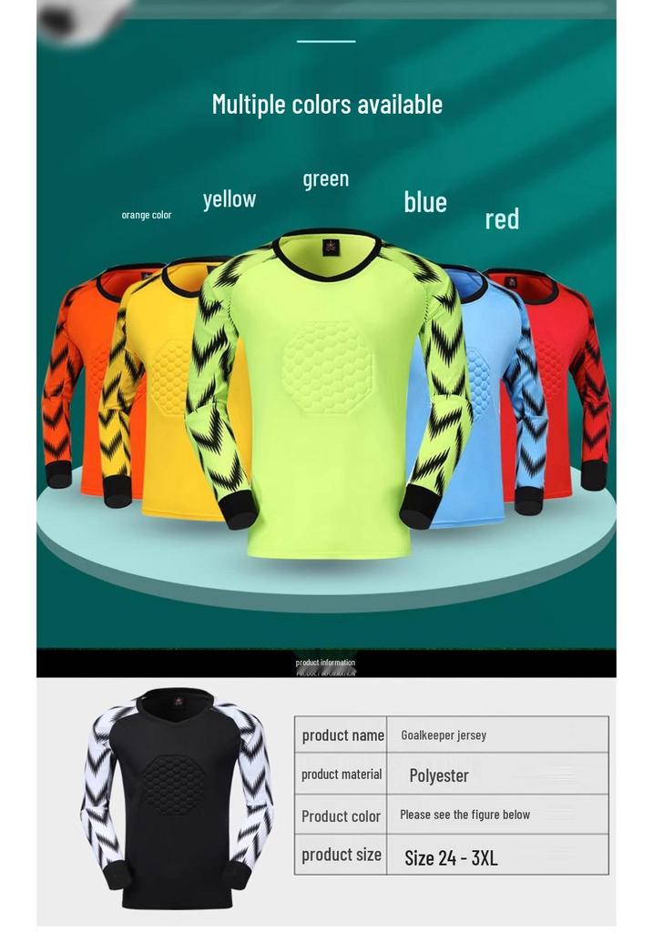 Multi-Directional Sponge Pad Goalkeeper Training Kit - Adult & Children Long Sleeve Football Uniform