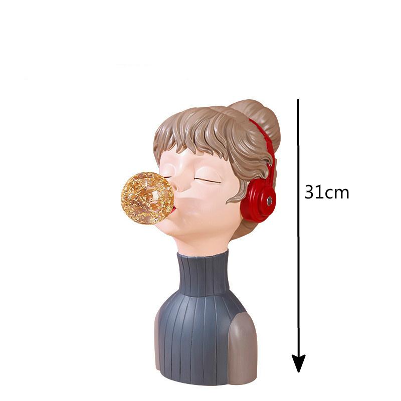 Scultura Statua Ragazza Carina in Resina Artigianato Creativo Composizione Floreale Accessori Decorazione Casa Moderna Regali di Matrimonio