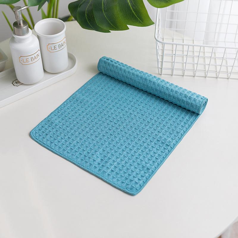 

Вафельная клетчатая салфетка для уборки сотовая впитывающая ручная салфетка микрофибра ленивая домашняя впитывающая салфетка для уборки 70*30cm небесно-голубой
